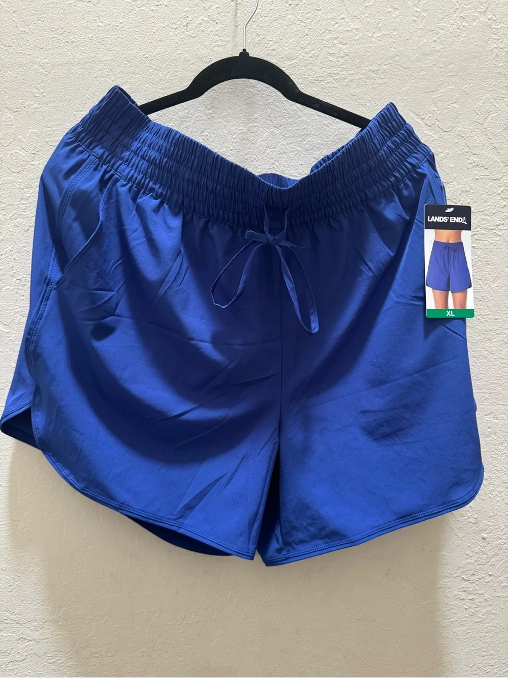 Lands' End Women's XL Drawstring Quick Dry Swim Shorts - Blue UPF 50 - NWT